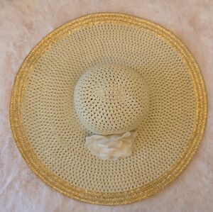 APT. 9 Straw Hat with Gold Trim.